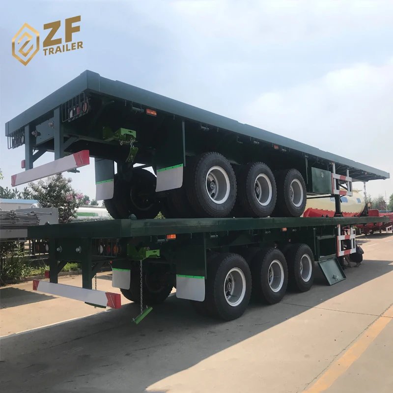 3 axle 40ft 50 ton flatbed trailer cheap flatbed container transport semi trailers for sale