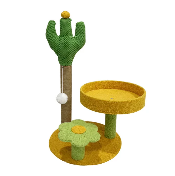 Cat toy Furniture Modern Wood Multi-Layer Platform Tall with Sisal Rope Scratching Posts Cat Tree House Tower