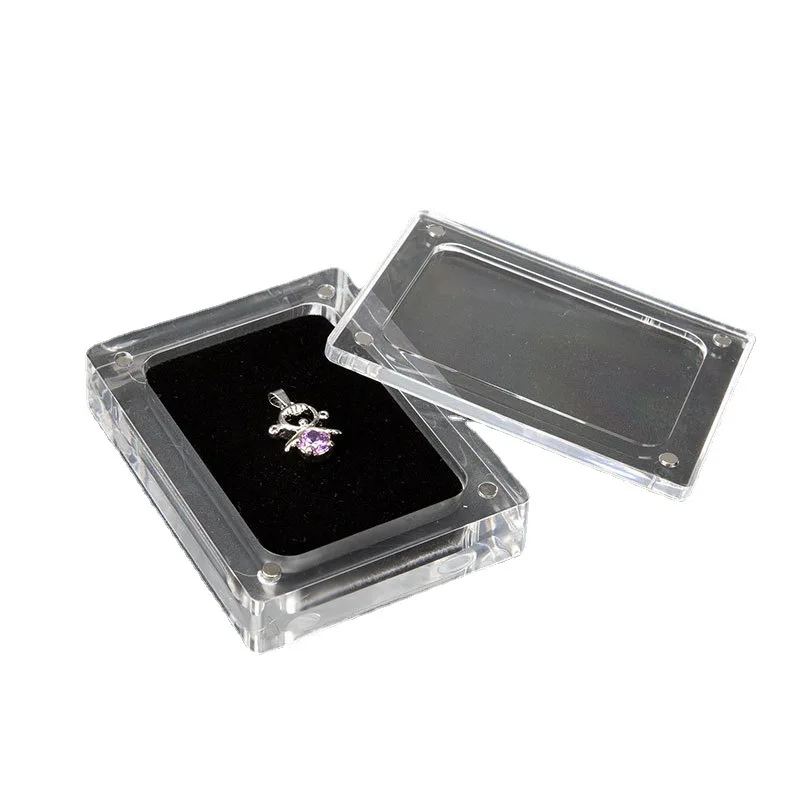 Transparent Show Display case clear Magnetic Cover Luxury Gem Jewelry Acrylic Display Box for Jewelry Packaging Display