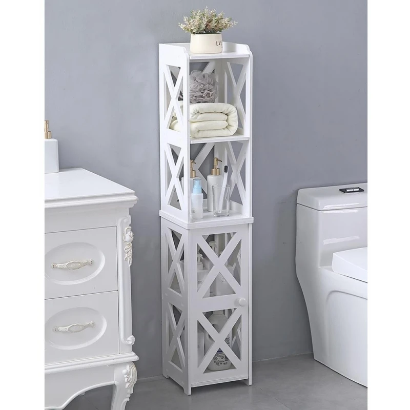 2021 curved design furniture bathroom cabinet wood shelf and rack