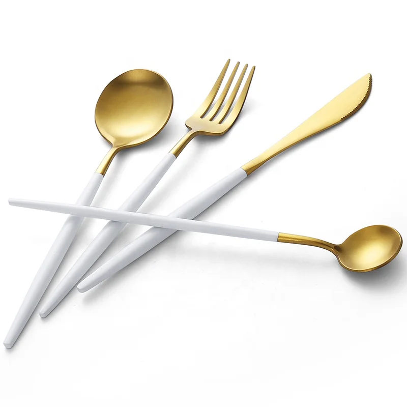
Luxury Gold Flatware Set Stainless Steel Stain Cutlery Set 