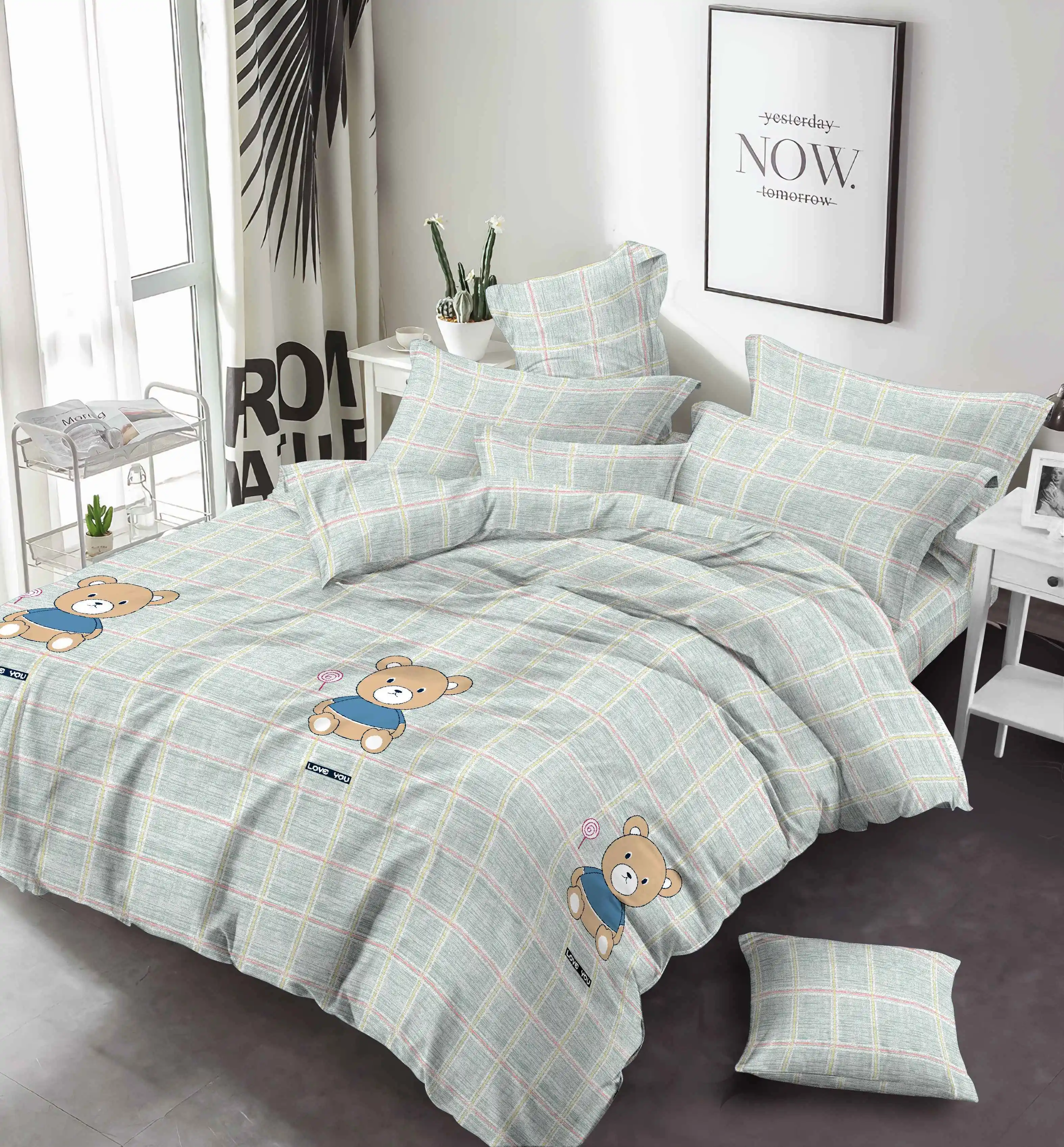 Microfiber woven brushed pigment disperse print 100% polyester textile fabric for bed sheet for pillow