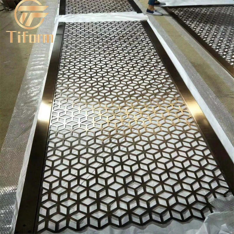 Hot sale  stainless steel metal screen partition wall panel screen room divider for hotel lobby