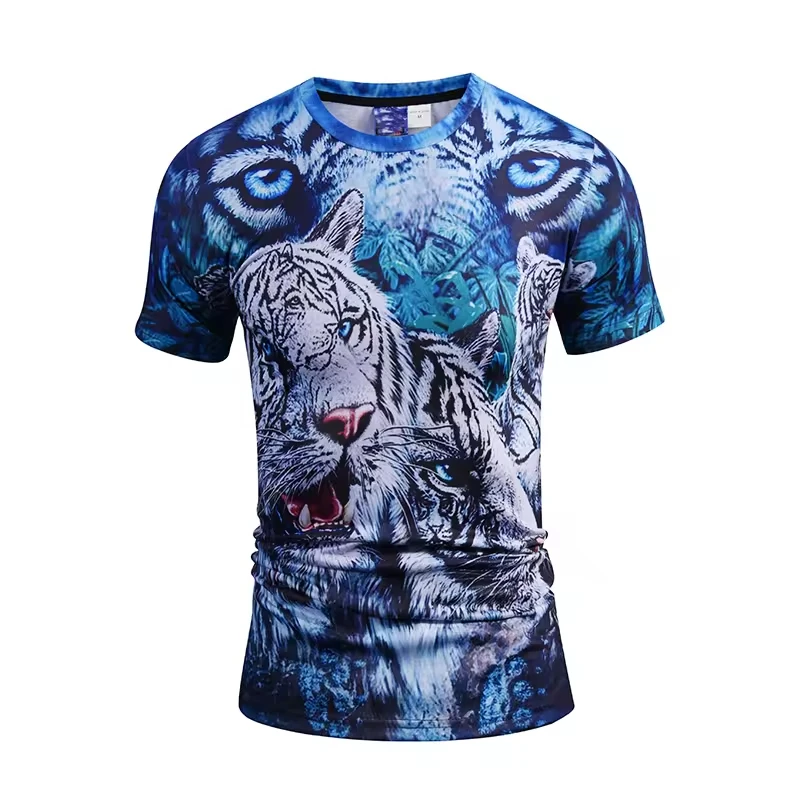 Huiyi Factory Custom design color O Neck All Over Print T Shirt short sleeve Plus Size Men Full Printing TShirt