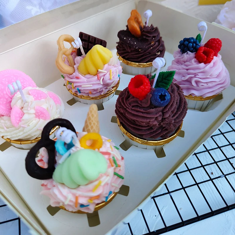 new arrival creative cream cupcake cookies diy scented soy wax candles scent oil fragrance food candle