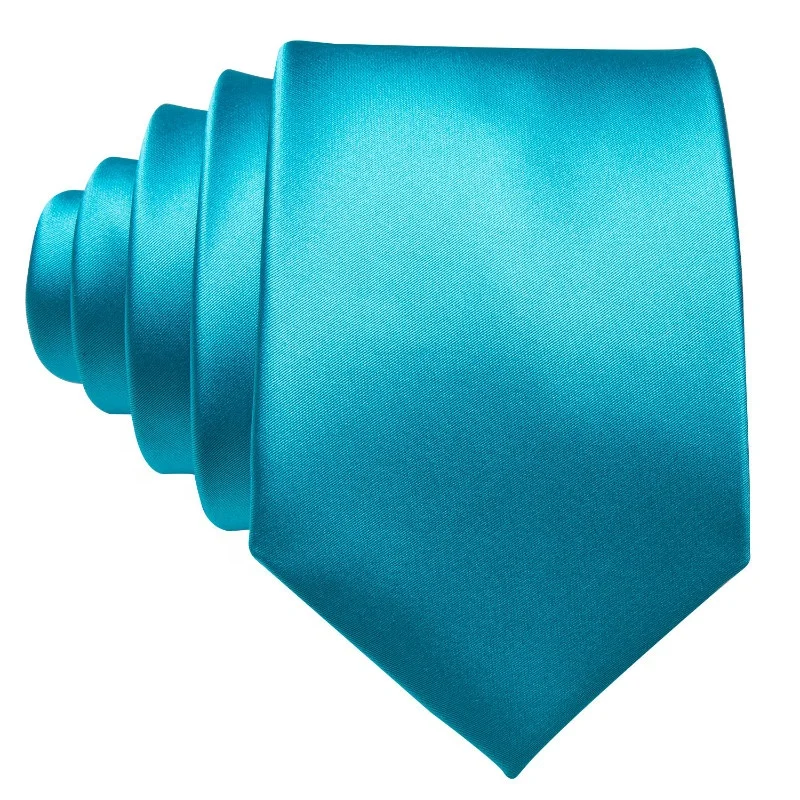 Classic Lake Blue Solid Color Mens Tie Handkerchief Set