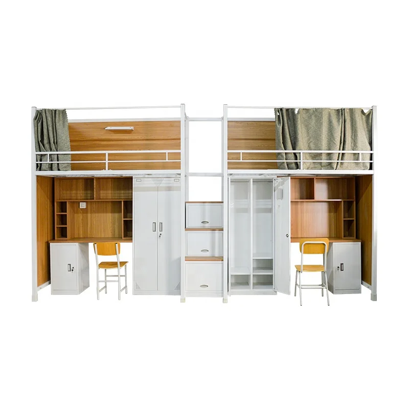 Design  Metal Cheap Bunk Bed With Locker Dorm Double Iron Bed Army Hostel Hotel Double Bed