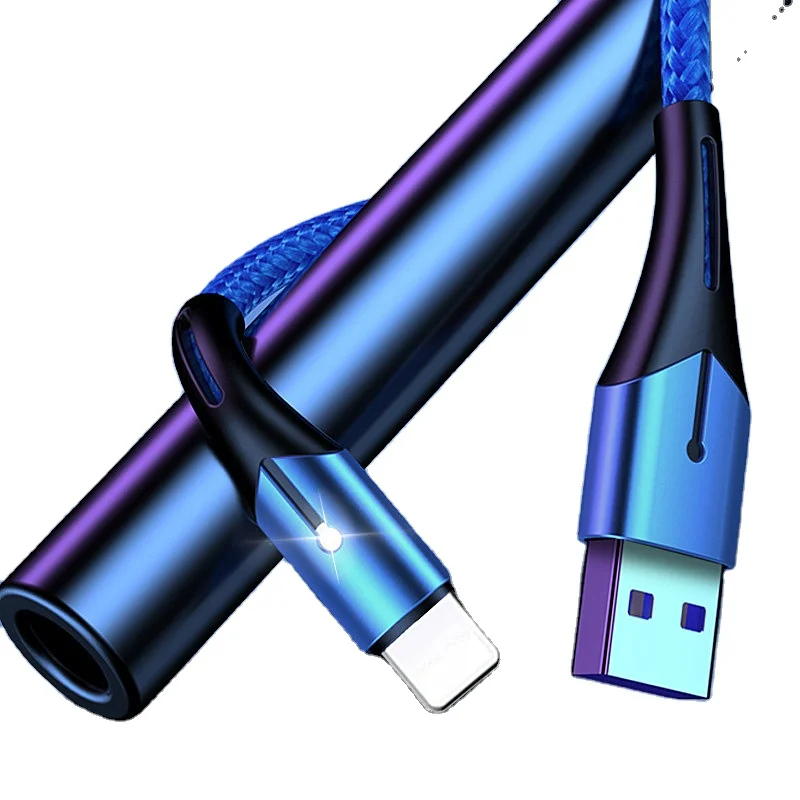 
Red Black Blue Fast Charging USB Lightning Cable With LED Light for Mobile Phone 