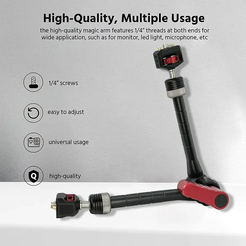 11' Arri Locating Pin 1/4 Screw Metal Magic Arm for DSLR Cameras, Smartphone,Light Monitor