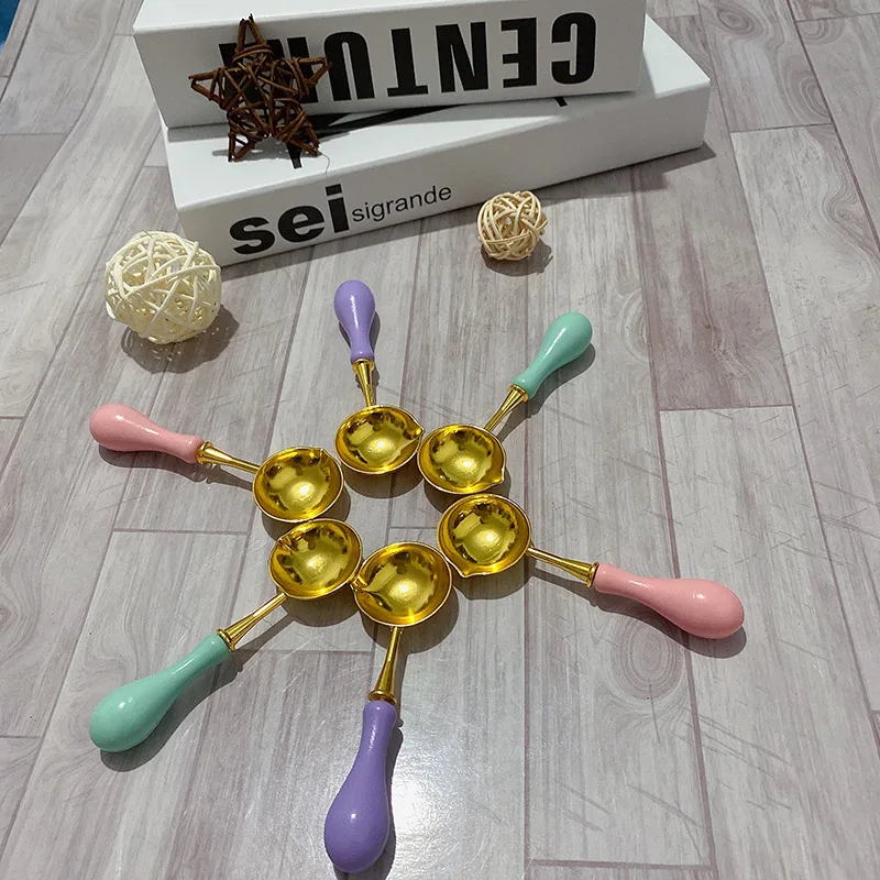 wholesale Wax Seal Melting Retro Lacquer Wax Spoon Vintage Wax Stamp Melting Spoon for Plastic or wooden handle