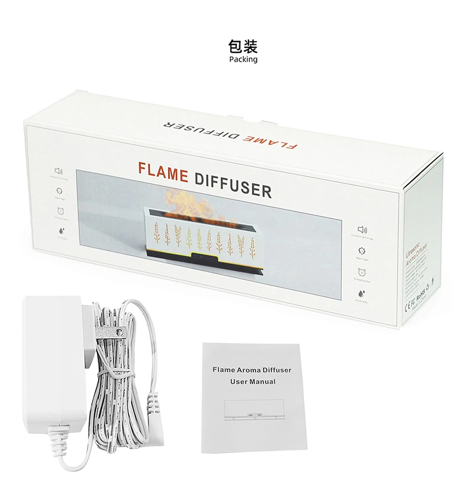 Home Decorative Ultrasonic  smart home appliances mood light 2 colors flame wood grain carving aroma diffuser for car