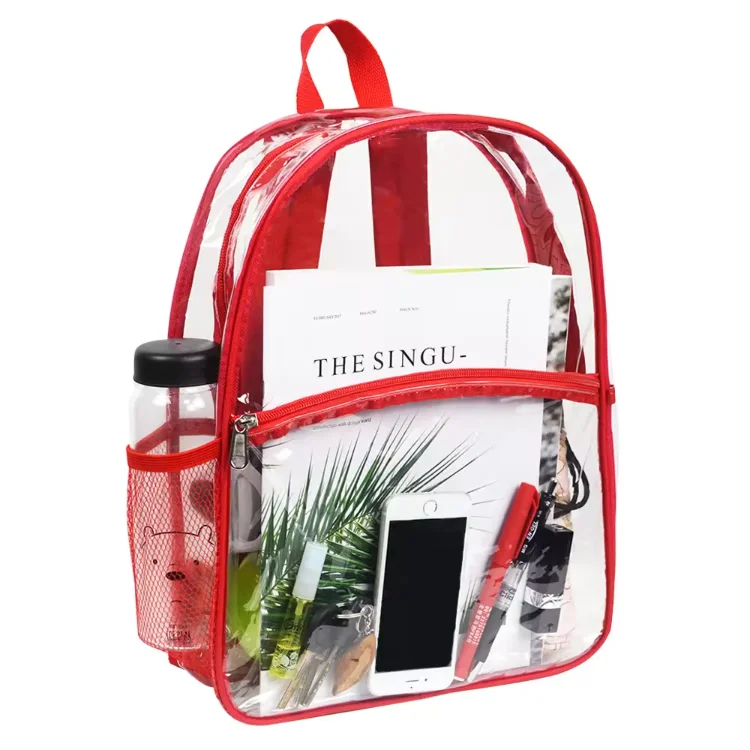 Heavy Duty Pvc Book Bag Plastic Transparent School Girls Boys Clear Backpack With Laptop Compartment For Student