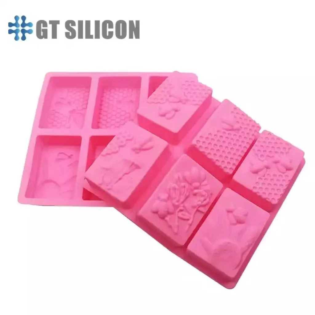 2023 3D 6 Hole Rectangle Bee Shape Soap Making Molds Custom Logo Soap Mold Unique Homemade Soap Moldmaking
