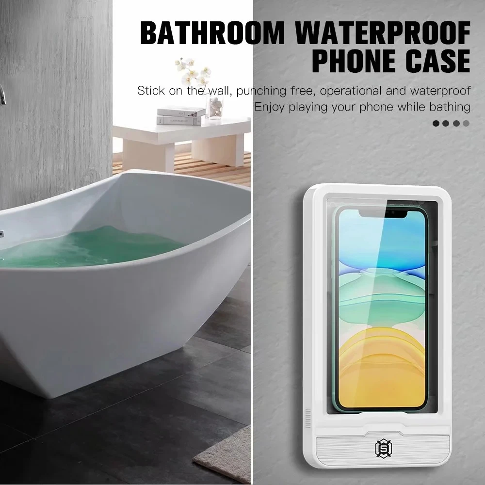 
Bathroom Waterproof Phone Case for iPhone 11 Pro Max Stand Wall Mounted Waterproof Phone Holder Cover for Huawei/Xiaomi/Samsung 