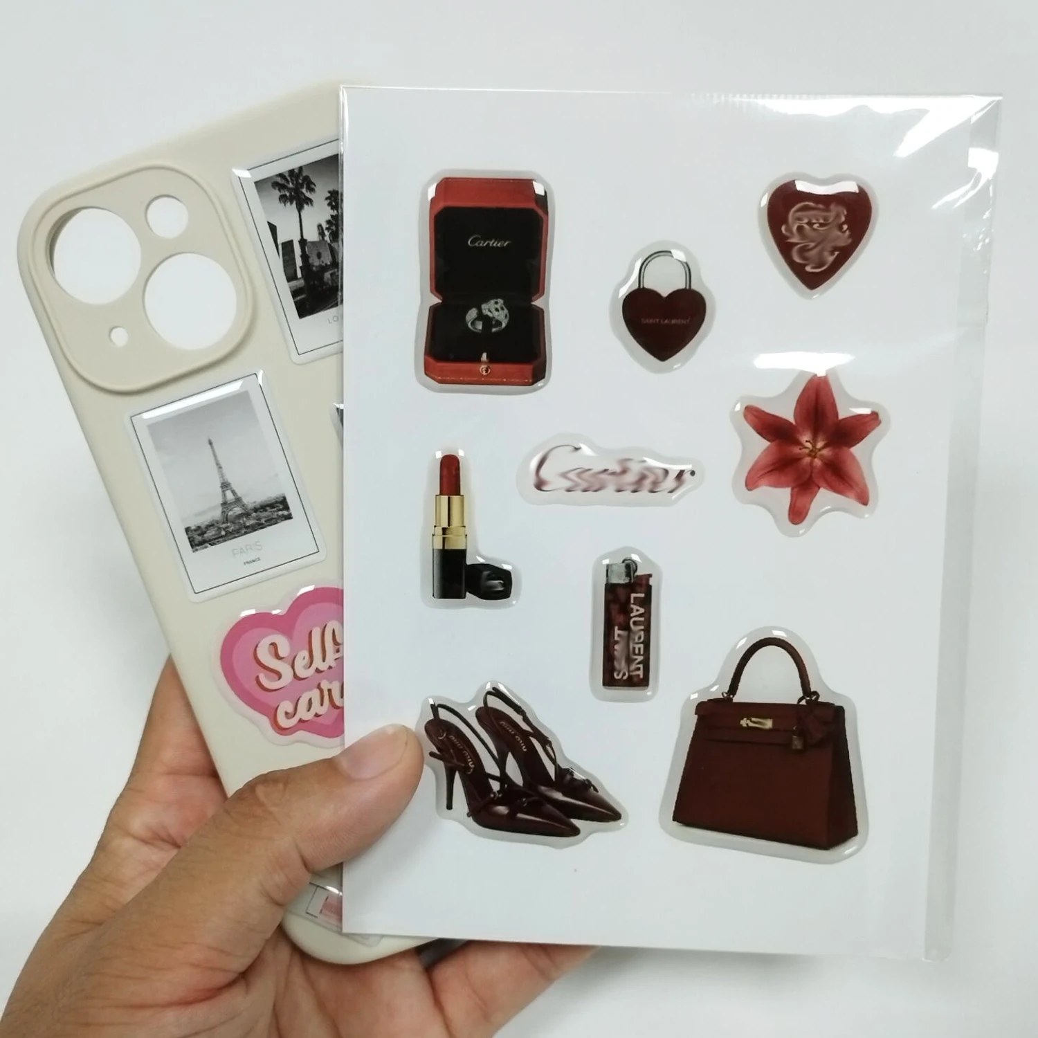 Wholesale Mobile Phone Back Cover Stickers Custom A6 Kiss Cut Epoxy Resin Domed Sticker Sheet For Wholesale