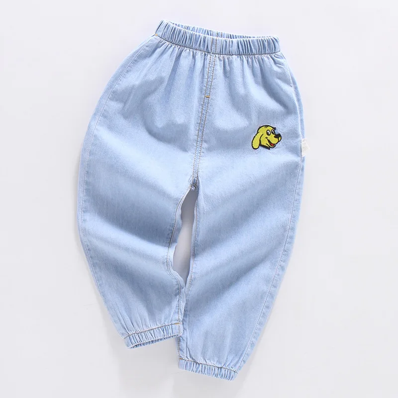 elastic waist kids trousers denim pants toddlers jean suits for boys and girls cute fruit embroidery jeans boy