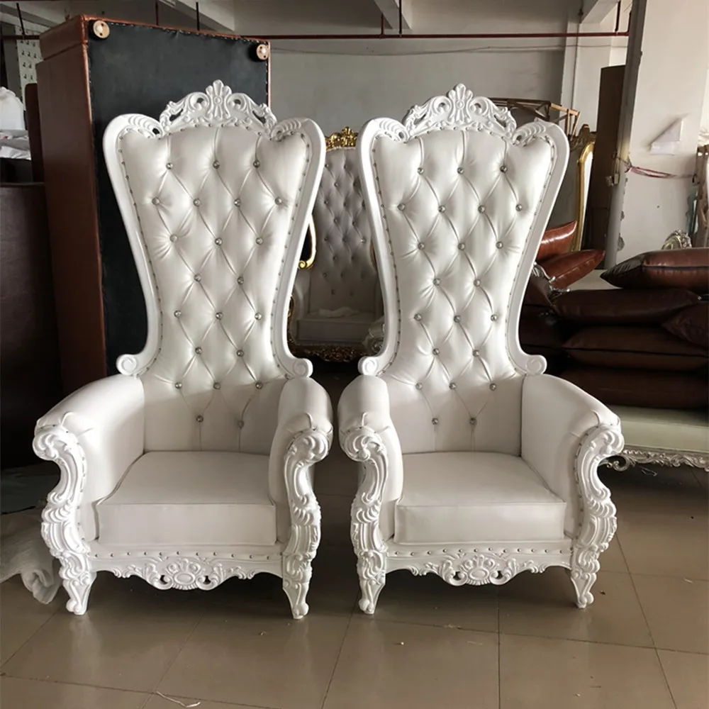 Hot Sale Cheap Royal Throne King Queen White High Back Luxury Wedding Chairs Banquet Chairs