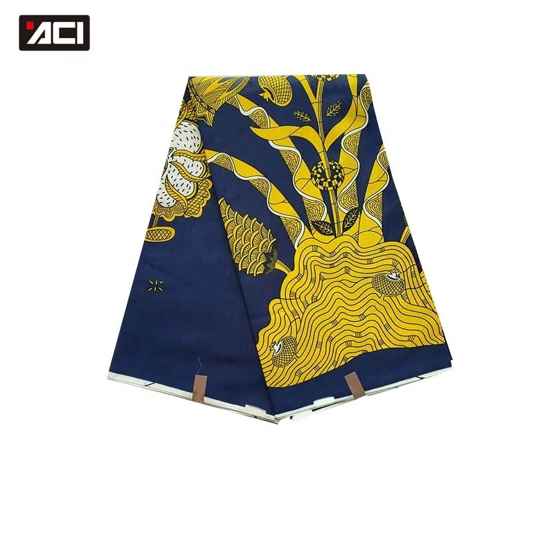 ACI Ankara Fabric African Real Wax Prints Cotton Tissus Africains Nigeria Batik Wholesale African Wax Fabric 6 Yards/Piece