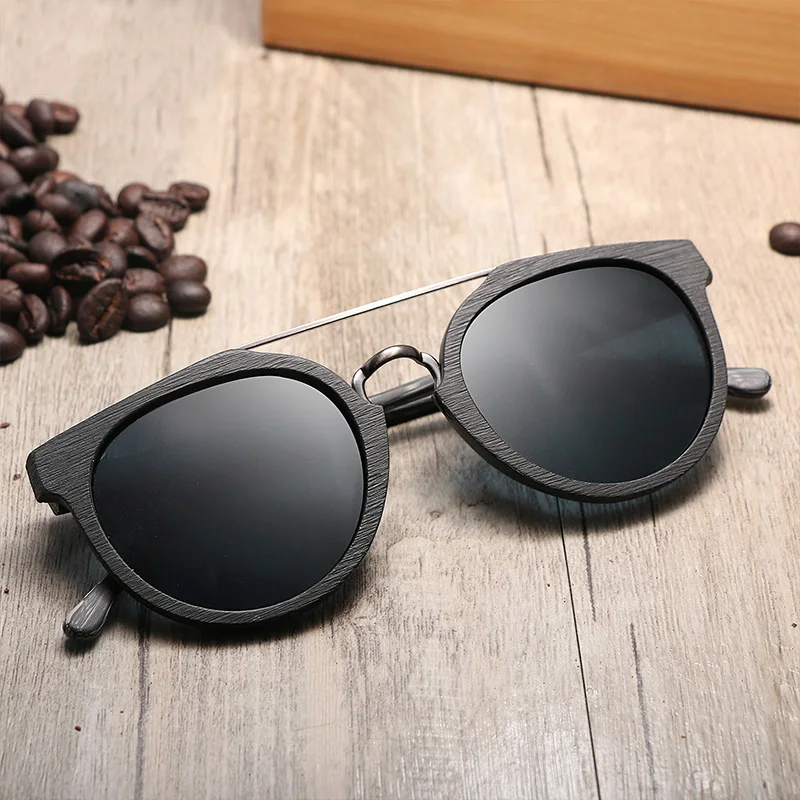 2022 Newest UV400 Vintage Retro Brand Designer Shades Free Custom logo Acetate Round Wood Polarized Sunglasses
