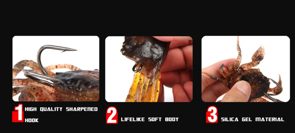 Artificial Fishing Lure Baits Soft Crab Fish Baits with Hook for Freshwater Saltwater Minnow Trout Perch Fishing