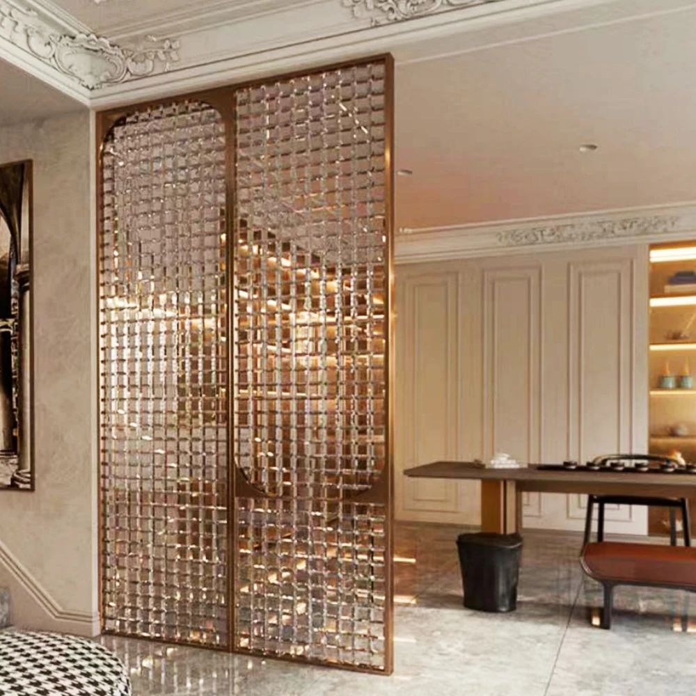 High Quality Champagne Gold Interior Partition Contemporary Room Dividers for 5 Star Hotel