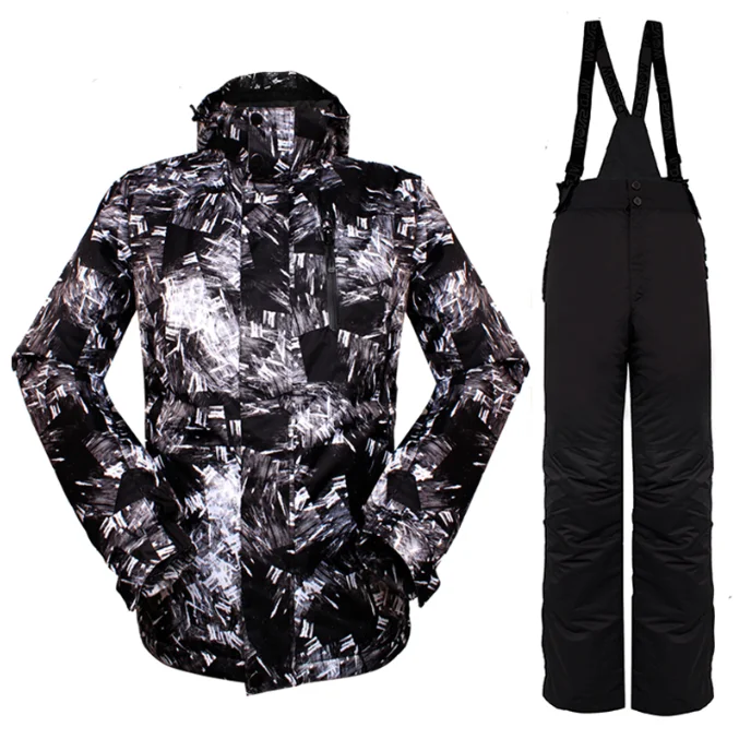 Professional hood windproof ski jacket single color waterproof down jacket warm ski suit