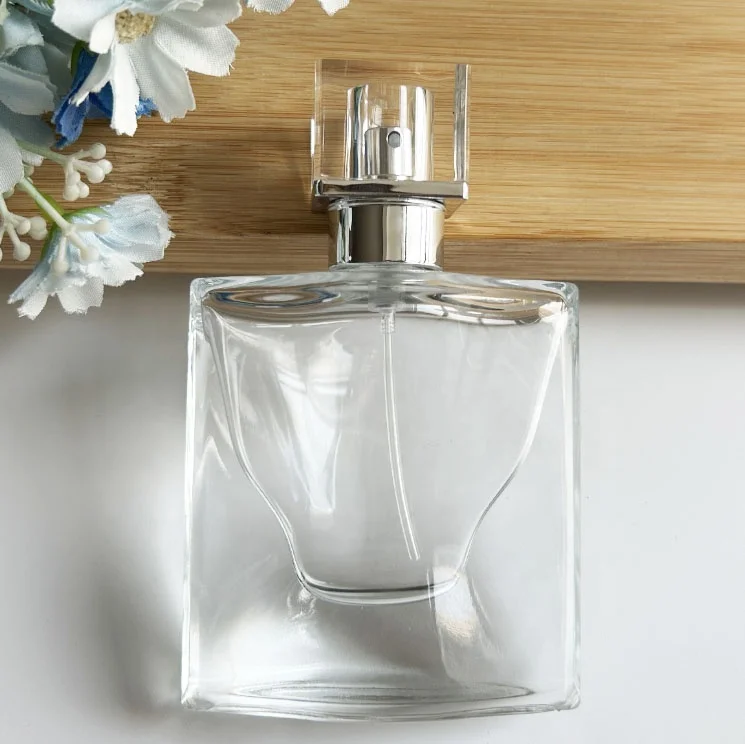 Acrylic Cap Fancy Design Thick Base Women Glass Unique Fragrance Perfume Mist Spray Bottle  With Packaging