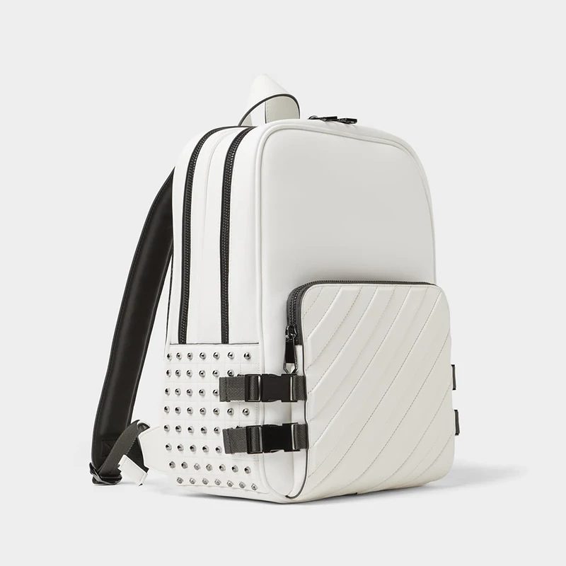 New Stylish Pu Leather Backpack Travel School Bag Fashion Business Men USB Backpacks