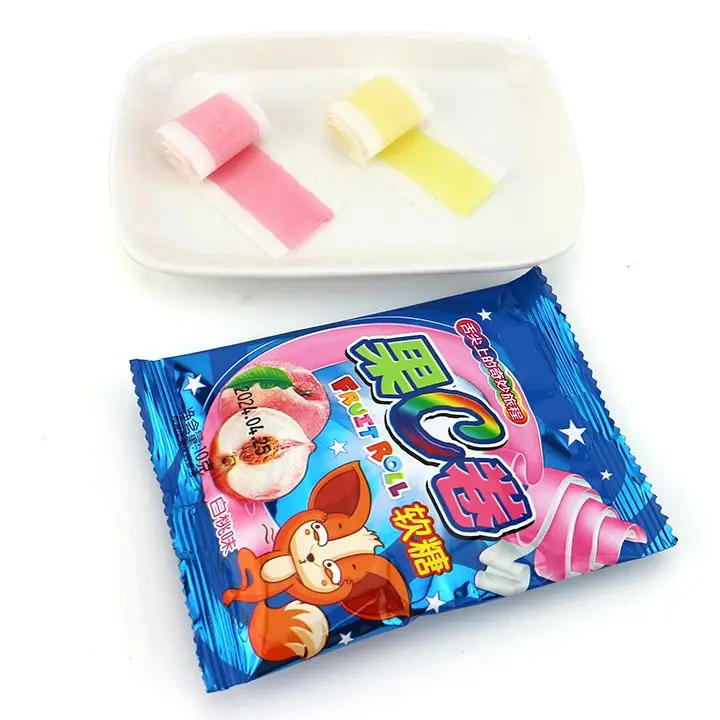 Halal Fruit flavors soft jelly chewy pectin roll up candy