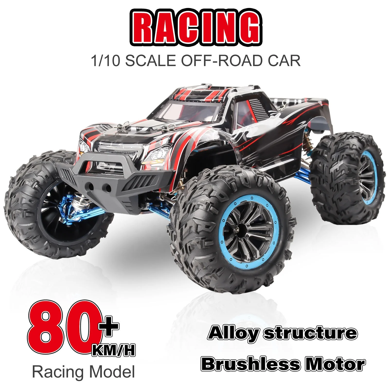 1:10 Alloy Remote Control Trucks 4wd 2.4g Off-road Professional Hobby Model Toy 80km/h High Speed RC Car Brushless For Adult Men