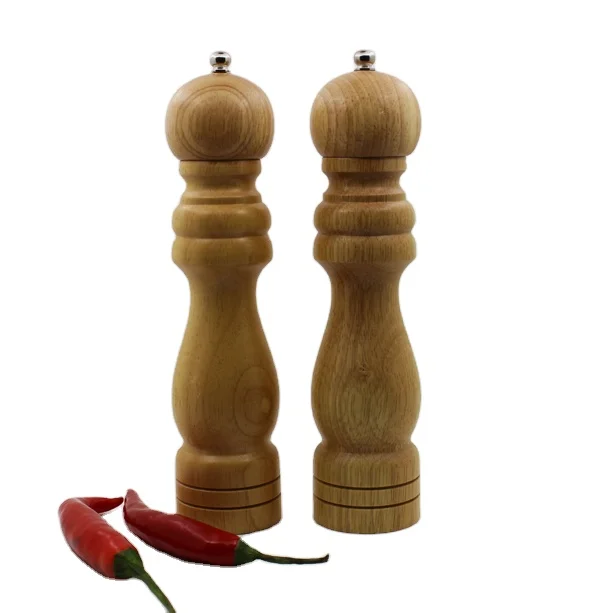 Набор деревянных мельниц для соли и перца ручной росписи мельницы солонки с регулируемым керамическим ротором-8 дюймов-комплект из 2 OEM