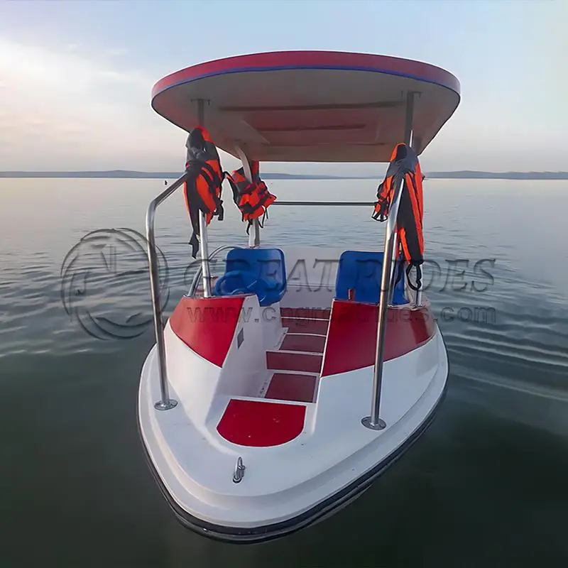 Wholesale New Style Mini 5 Passenger Fiberglass Boat Customized Cheaper Water Park Electric Boat