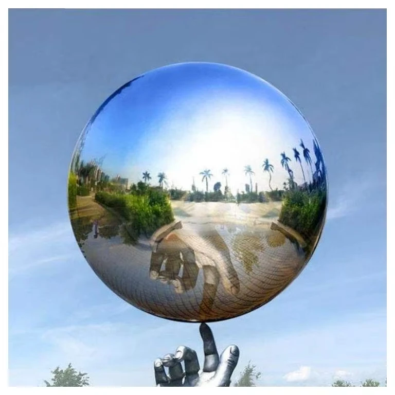 Outdoor Stainless Steel Hollow Mirror Metal Ball Fountain Garden Custom Decoration
