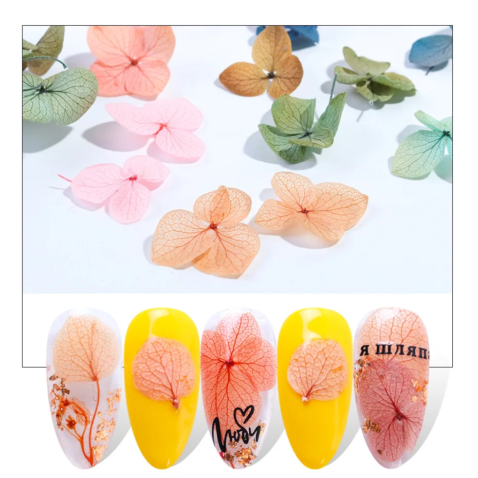 Hot Sale Nail Dried Flowers Starry Leaves Flower 3d Nail Art Sticker For Tips Manicure Decor Mixed Accessories
