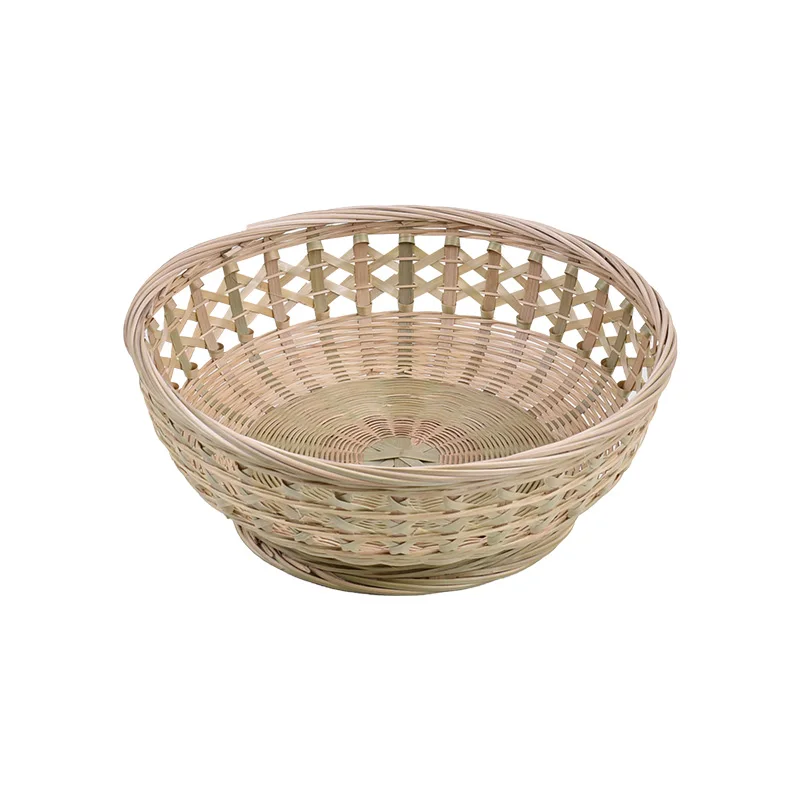 
2020 Classic Style Home Practical Bamboo Material Fruit Woven Double-layer Lace Basket 