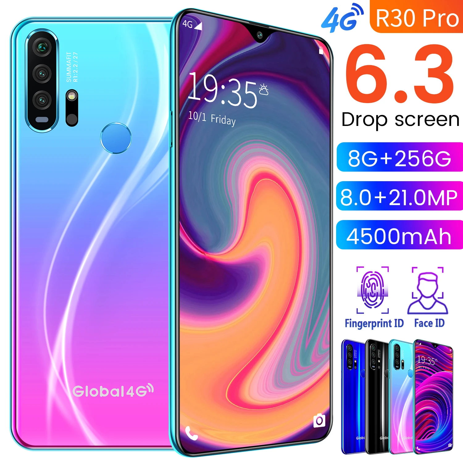  В наличии цена R30 Pro смартфон в Китае вентилятор 6 2-дюймовый экран Android Робот аксессуары