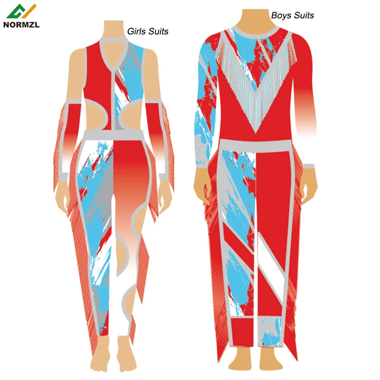 Normzl custom majorette dance uniform with fringes sublimated print black majorette performance wear