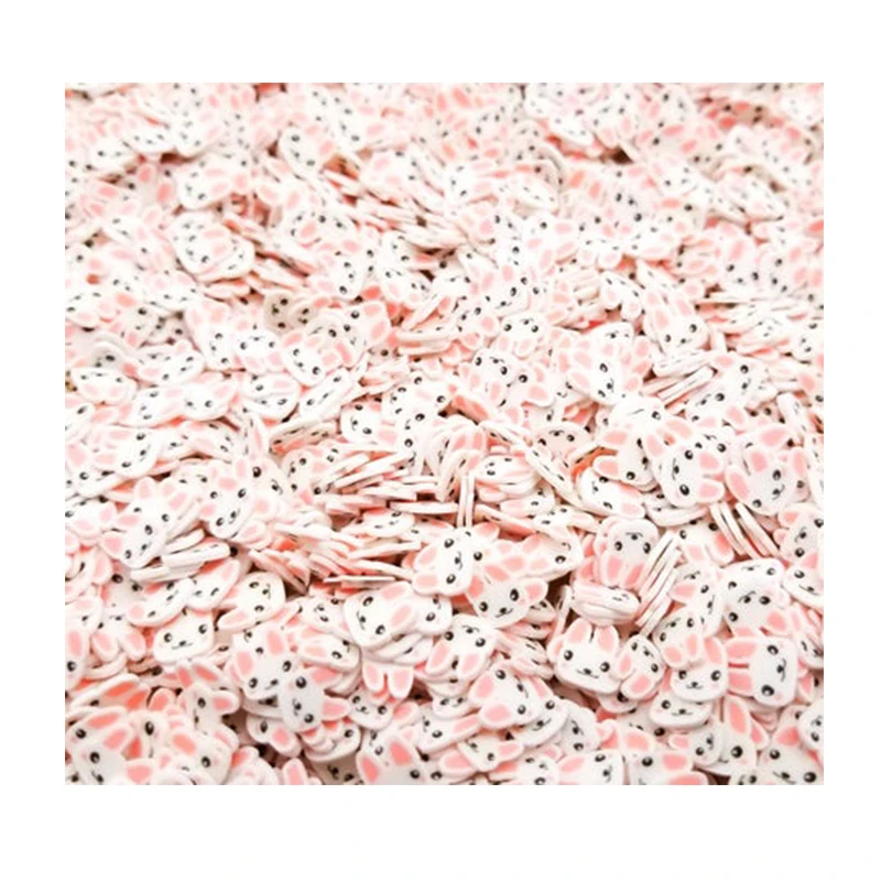 1 KG Per Bag Easter Bunny Rabbit Small Pink Bunnies With Bows Fake Polymer Clay Sprinkles, Bunny Sprinkles