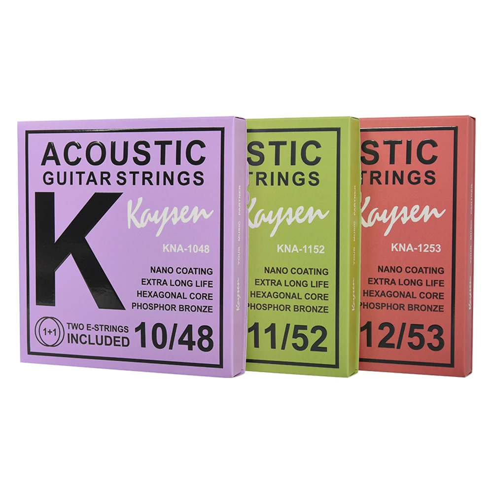 Acoustic guitar strings phosphor bronze, Nano coating, extra light 10/48 11/52 12/53 gauge, smooth (6+1 7pcs/pack)