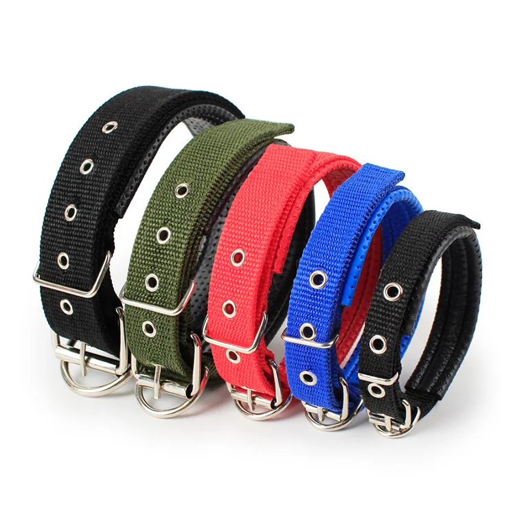 2023 Hot Sale Heavy Duty Padded Dog Pet Accessories  Luxury Multi Color Pet Necklace  Adjustable Buckle Nylon Dog Collar