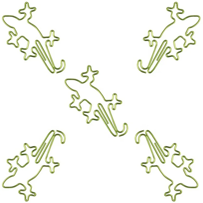 Creative Green Gecko shaped paper clip metal Bookmark