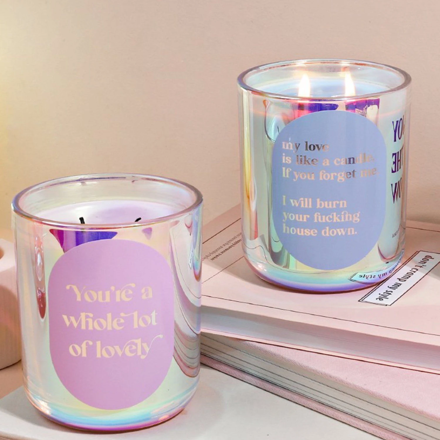 Best price 4oz 6oz 8oz 10oz luxury empty heat resistant luxury gift iridescent custom candle jar for christmas