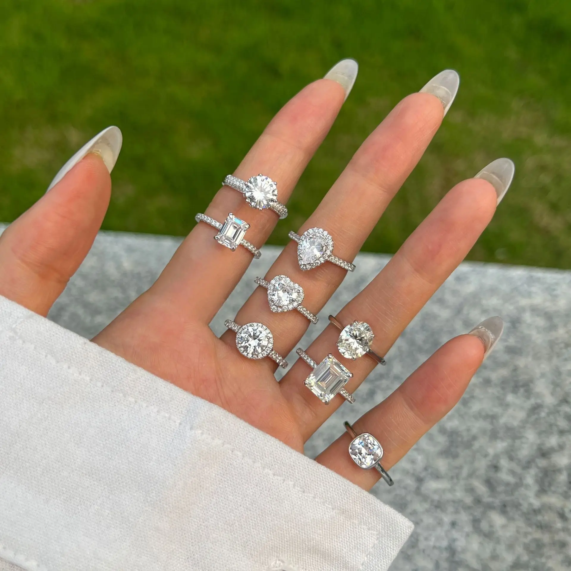 925 Sterling Silver Fashion Rings Fine Wedding Couple Set for Women Unisex Pear Cut Diamond Gemstone for Parties Anniversaries