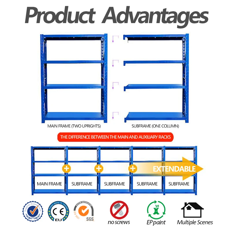 Rak penyimpanan  adjustable Sheving Industrial  sin de acero storage shelving racks cheap goods shelf