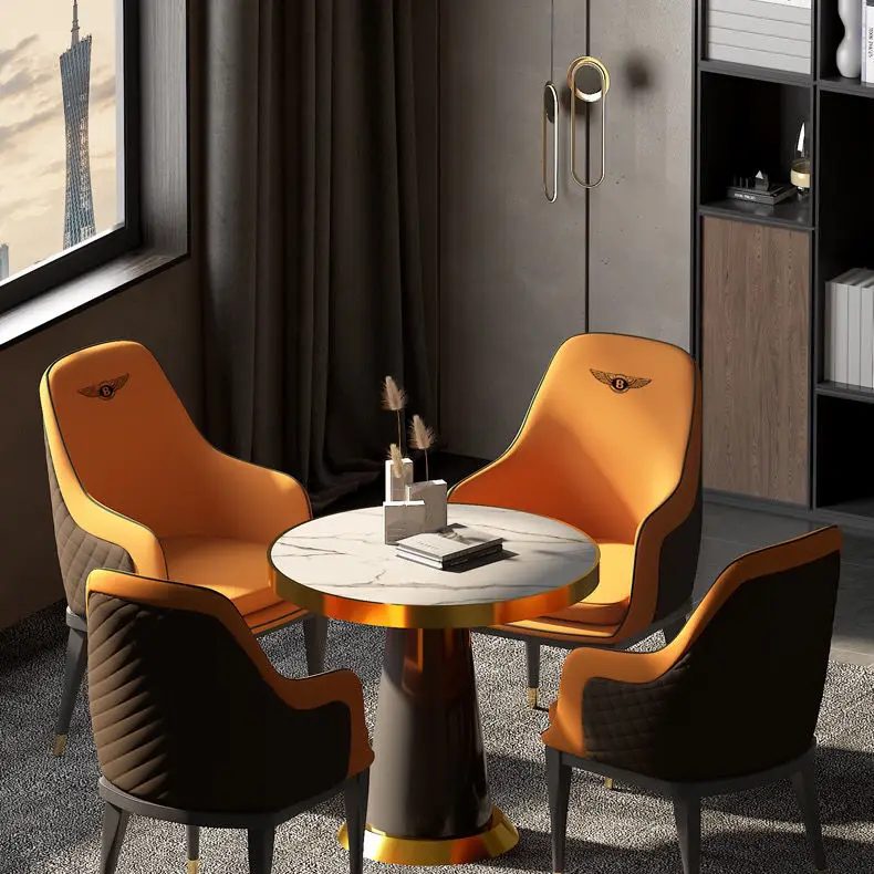 Dining chairs are luxurious, post-modern Nordic solid wood chairs, American family dining tables, stools and soft leather bags