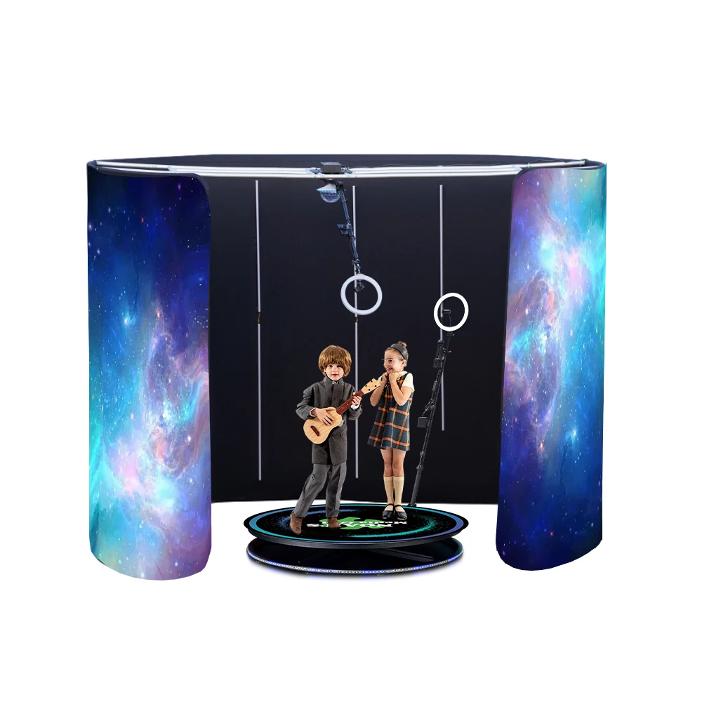 Automatic Rotating 3D Portable Photo Booth 360 Selfie Overhead Top Selfie Machine Kiosk Video Booth Over Head 360 Photo Booth