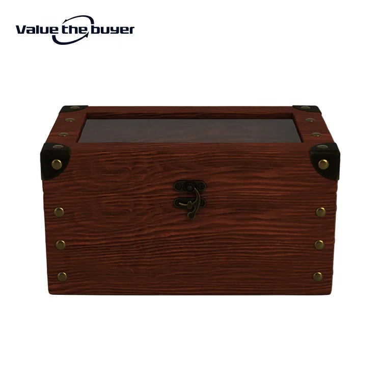 Wood Storage Box Wooden Keepsake Decorative boxes with  Hinged Lid