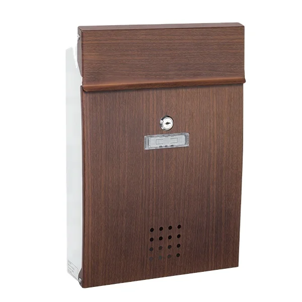 Modern Outdoor Apartment Decorated With Durable Galvanized Sheets With Wood Grain Effect Mailboxes