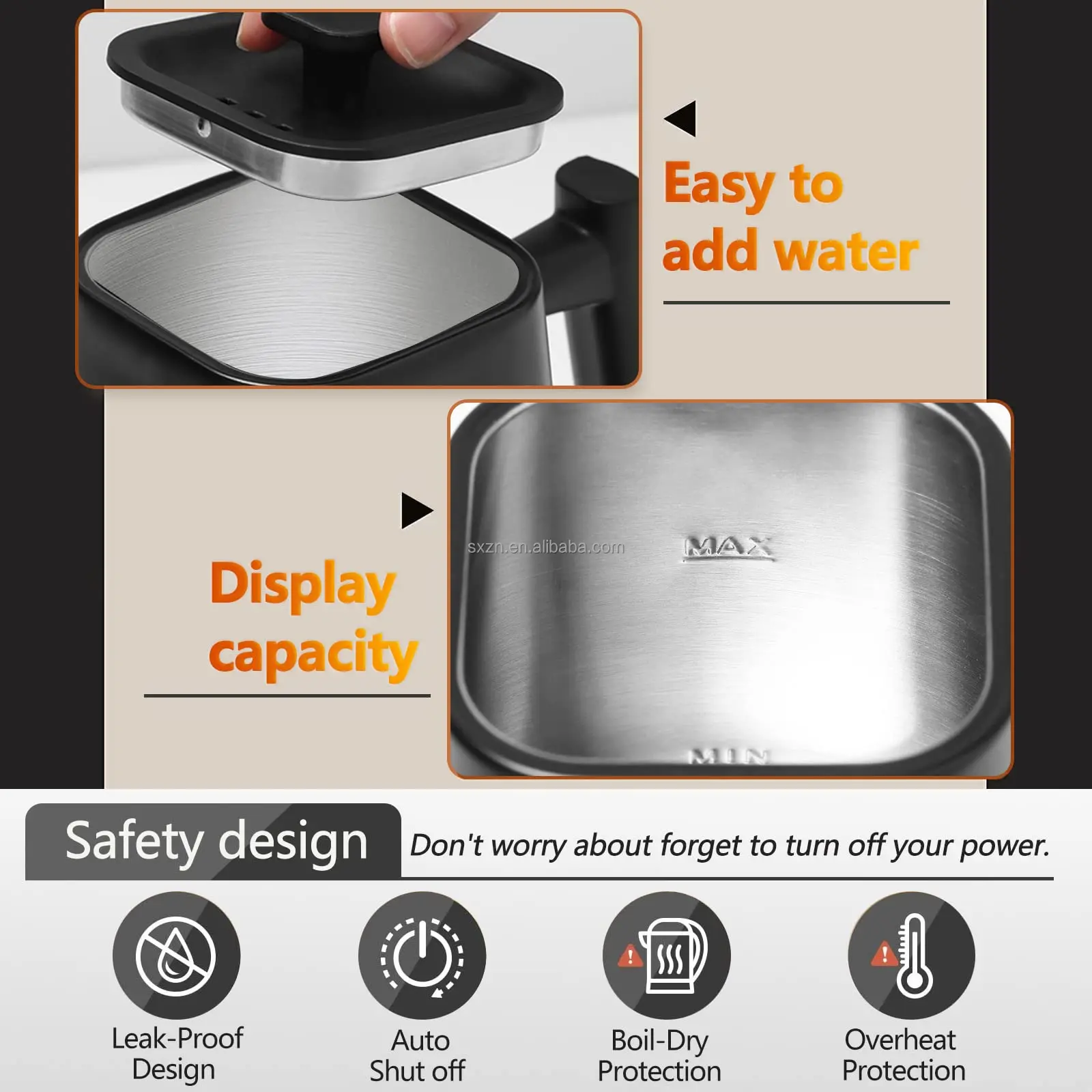 Gooseneck  Water Kettle Electric Temperature Control,for Coffee and Tea, Stainless Steel Inner,1200W ,0.9L, Auto Shutoff