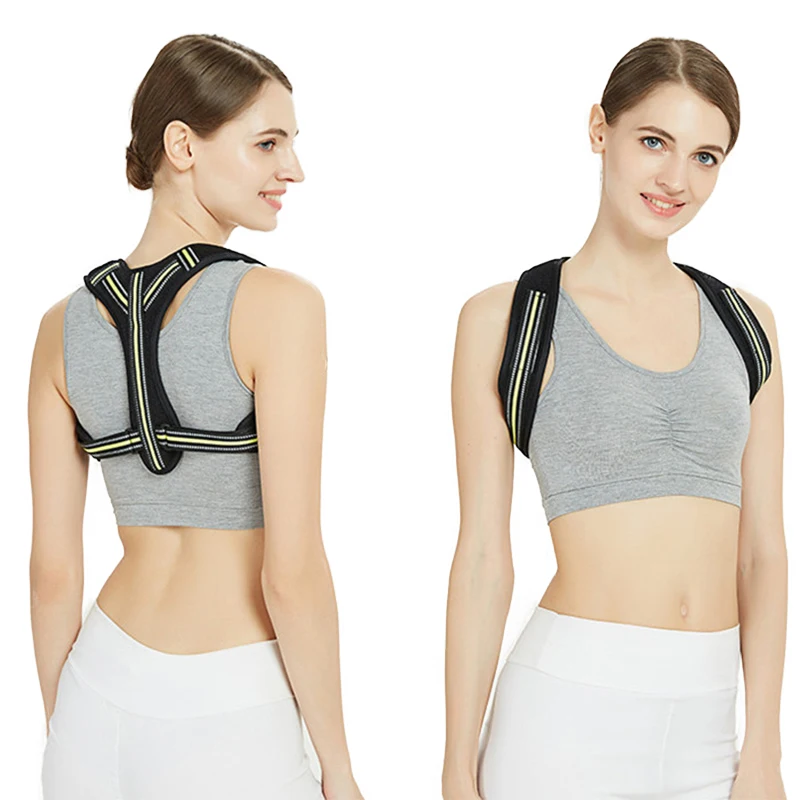 Adjustable Reflective Strip Clavicle Brace Velvet Posture Corrector Upper Back Support